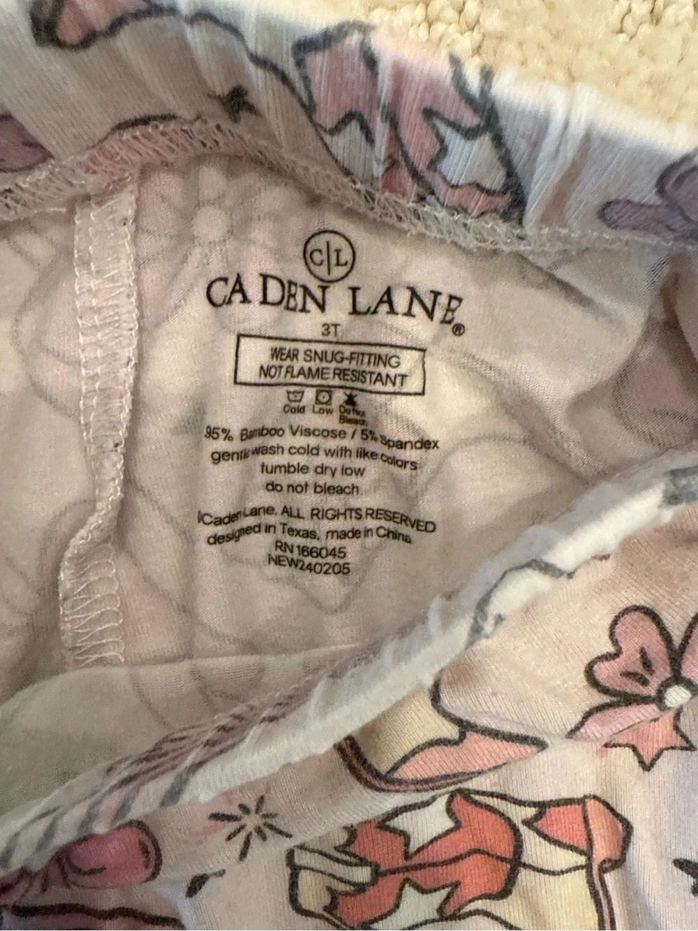 Caden Lane Bamboo Pajama Set 3T Pink Cowgirl Western Boots Hats Cactus